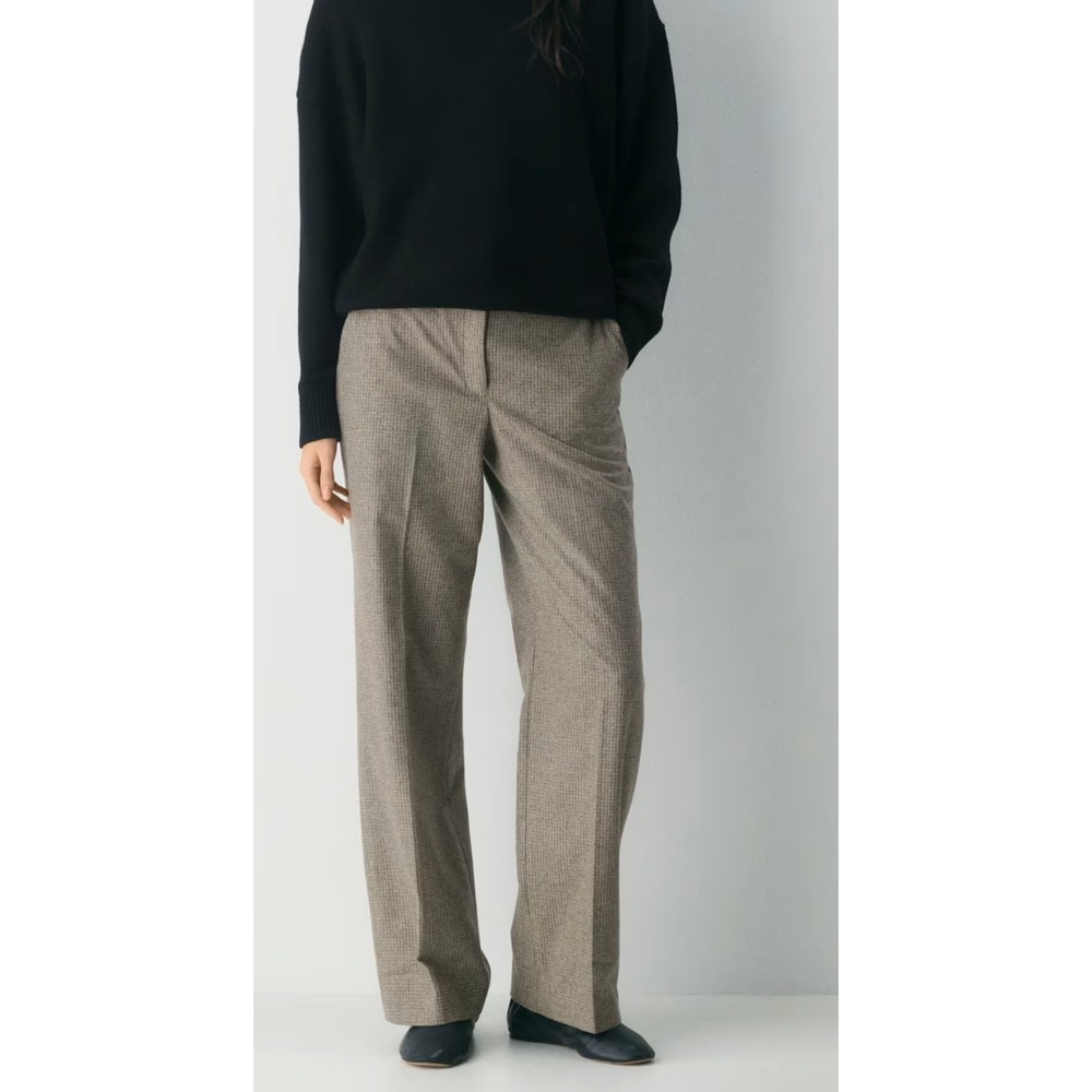 Aritzia Babaton Agency Pant Size 6 Taupe Gray Wool Cashmere Wide Leg Tailored